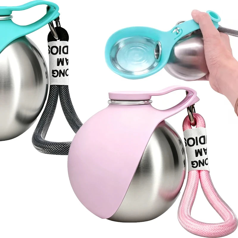 Stainless Steel Pet Water Bottle with Foldable Bowl for Dogs Pet Water Bottle PLUSH