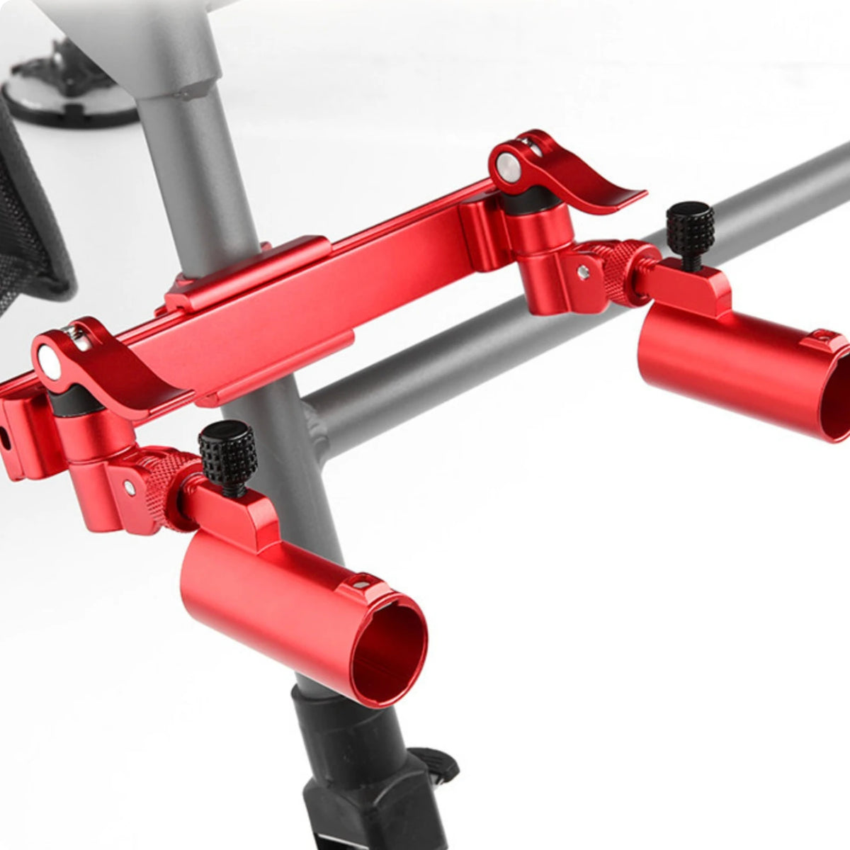 Two-Rod Fishing Rod Holder Mount – 360° Rotation Adjustable Fishing Rod Holder PLUSH Red Dual Turret