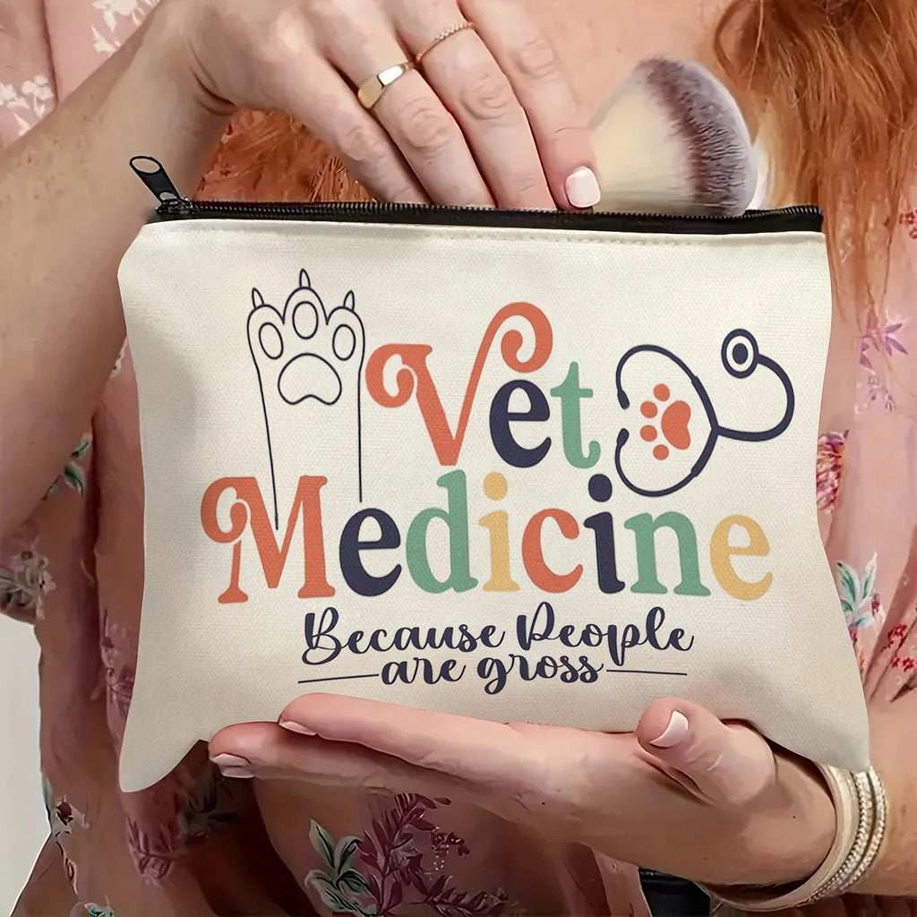 Veterinary Themed Makeup Bag – Cute Zipper Travel Pouch Zipper Cosmetic Bag PLUSH