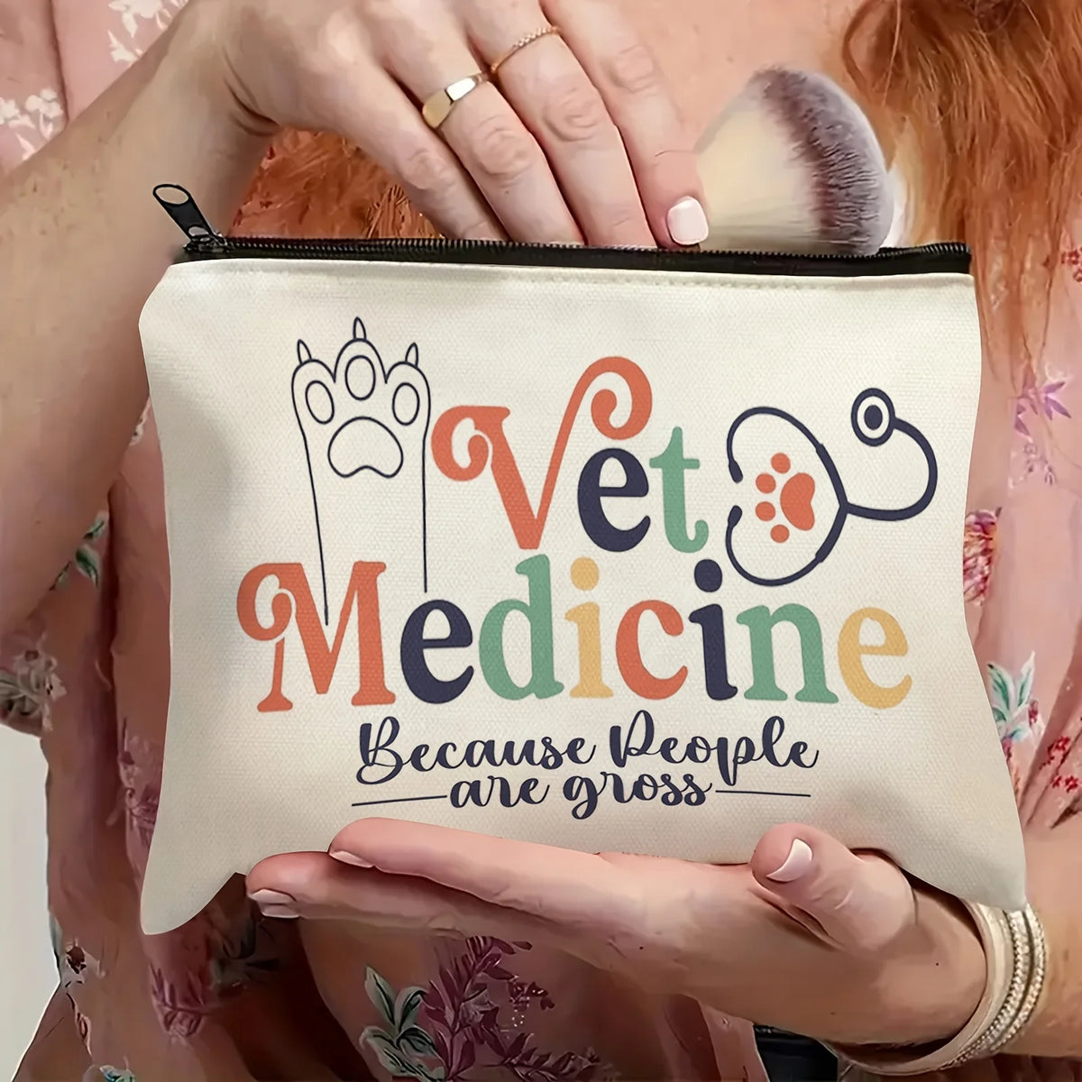 Veterinary Themed Makeup Bag – Cute Zipper Travel Pouch Zipper Cosmetic Bag PLUSH
