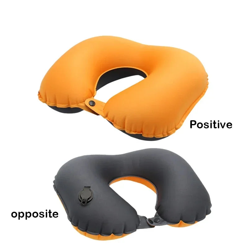 Inflatable Travel Neck Pillow for Airplane & Car | QWC Inflatable Travel Pillow PLUSH Orange