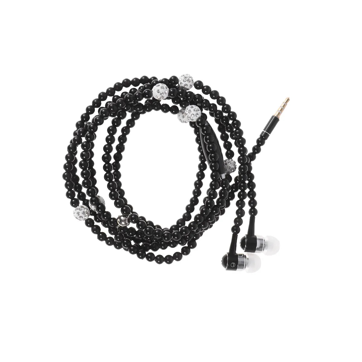 Pearl Chain Wired Earphones with Mic – Necklace Style Earbuds Wired In-Ear Earphones PLUSH