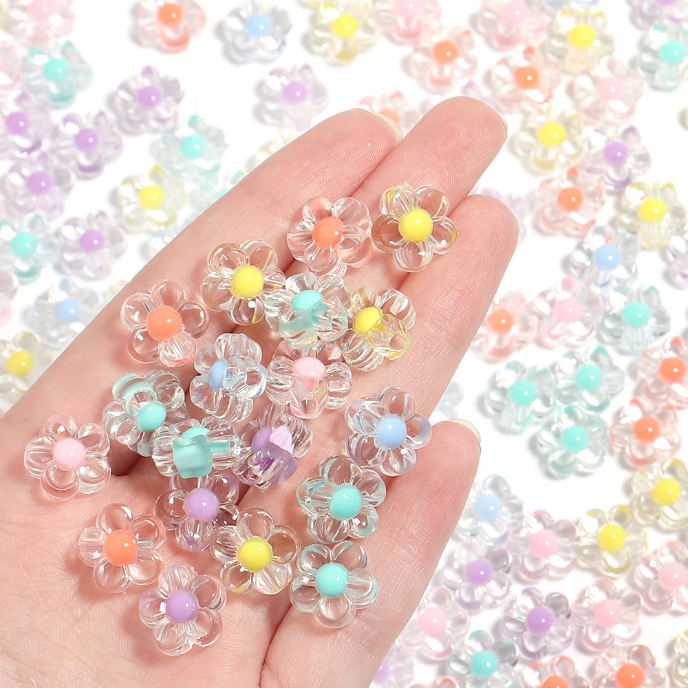 100pcs Acrylic Sunflower Spacer Beads 12.5x6mm | DIY Jewelry Acrylic Spacer Beads PLUSH
