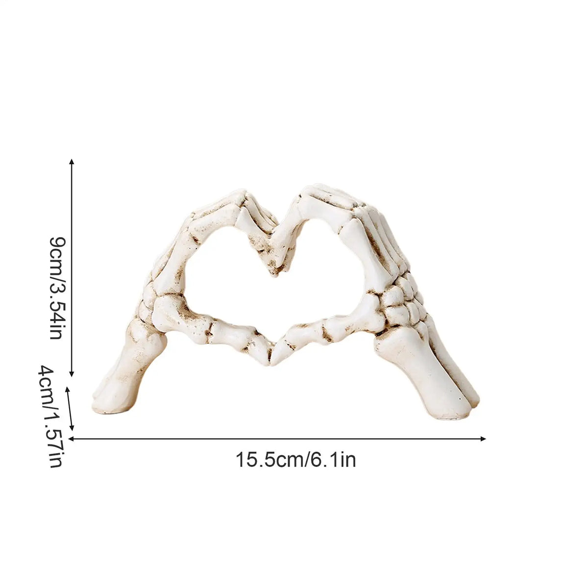 Skeleton Heart Hands Resin Sculpture – Gothic Desktop Decor Resin Desktop Sculpture PLUSH