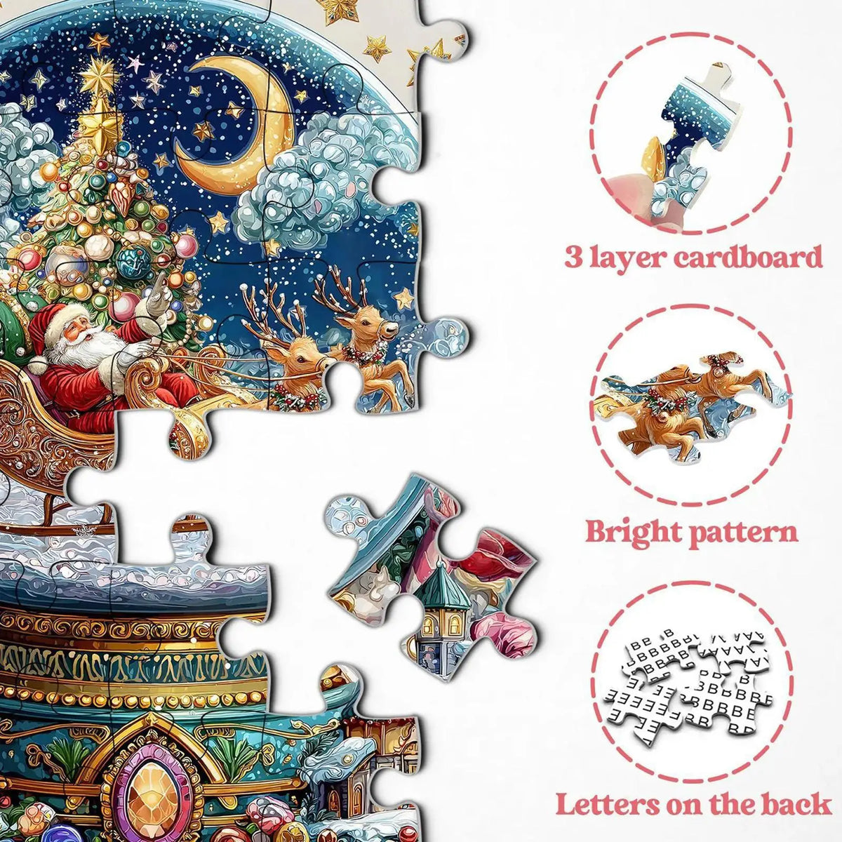 Christmas Snow Globe Puzzle – Festive Winter Scene Decor Set Christmas Puzzle Set PLUSH