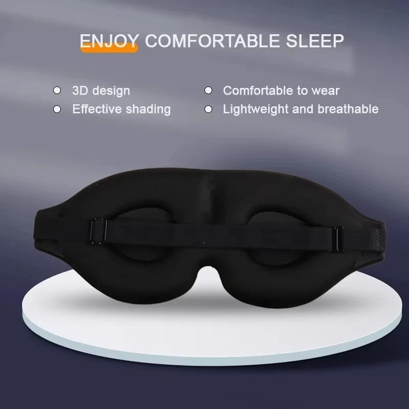 Black 3D Sleep Eye Mask – Adjustable, Breathable Light Blocker Sleep Eye Mask PLUSH