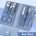 Ouriner 7-Piece Stainless Steel Nail Clipper Manicure Set Manicure Tool Set PLUSH Light Blue