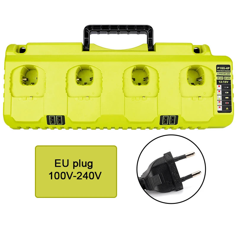 ZWINCKY 4-Port 3A Fast Charger for Ryobi 12V–18V Batteries Battery Charger PLUSH EU plug China Mainland