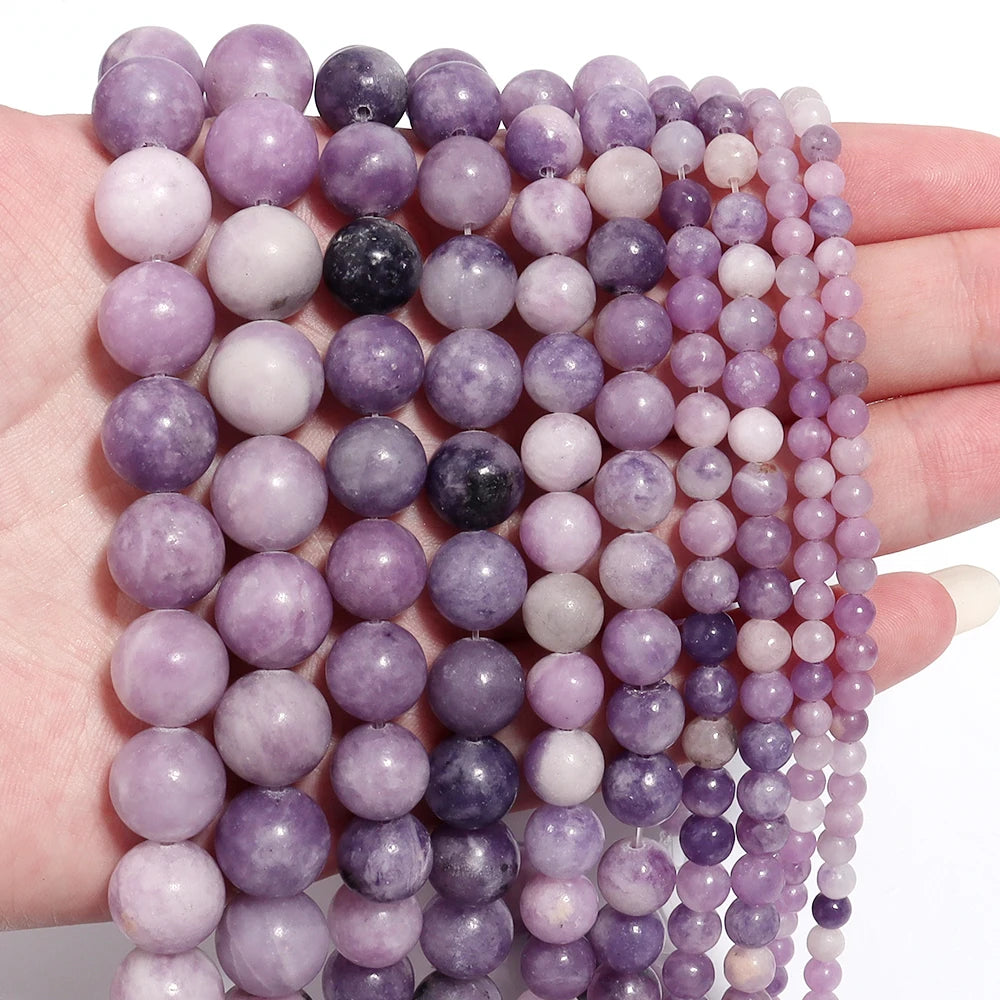 Purple Lilac Natural Stone Spacer Beads 4–12mm | DIY Jewelry Stone Spacer Beads PLUSH