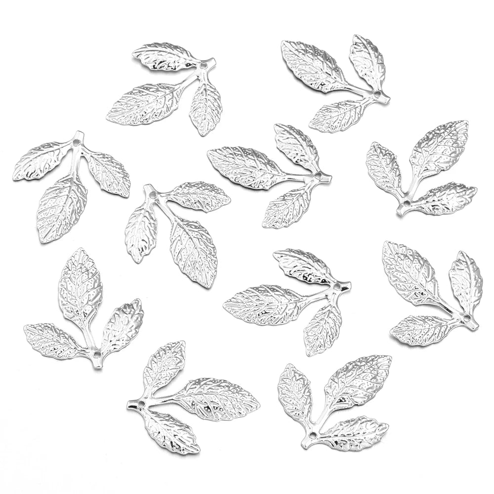 50pcs Vintage Iron Leaf Charms – DIY Jewelry Pendants Jewelry Charms PLUSH Rhodium