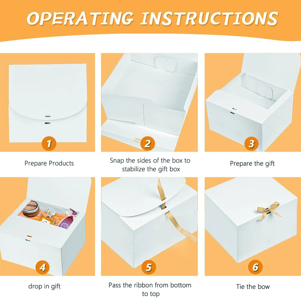 10-Pack White Gift Boxes with Lids & Ribbon | Bridesmaid Box Gift Boxes Set PLUSH