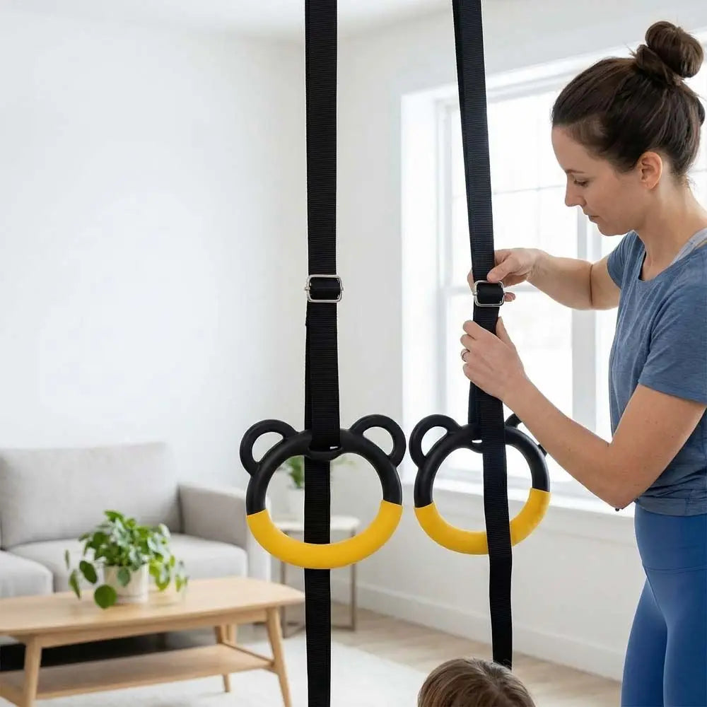 Kids Gymnastic Rings with Adjustable Straps | Non-Slip Gymnastic Rings PLUSH
