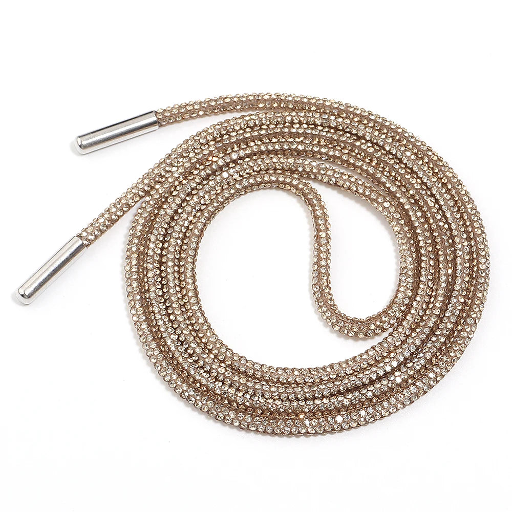 4mm Rhinestone Cord Rope with End Cap – Crystal Cup Chain DIY Rhinestone Jewelry Cord PLUSH Champagne 4mm