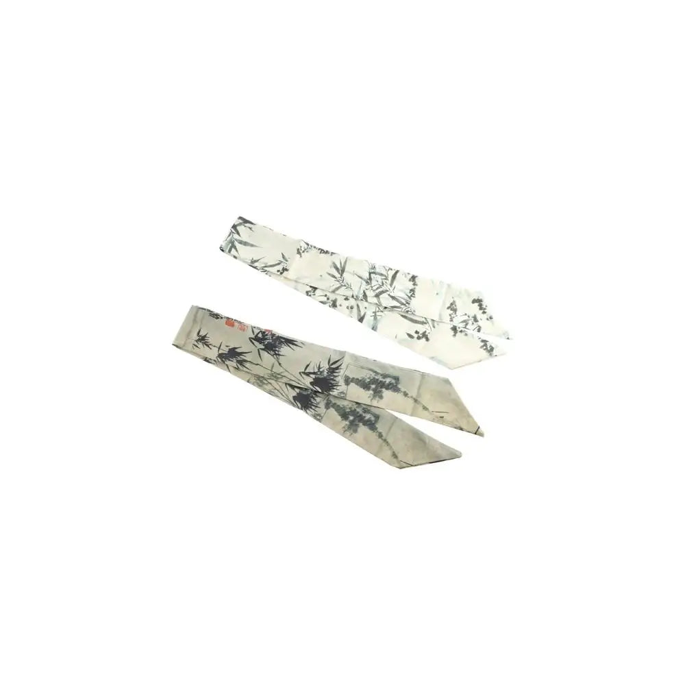 Elegant Ink Painting Ribbon Scarf – Minimalist Silk Headband Ribbon Scarf PLUSH