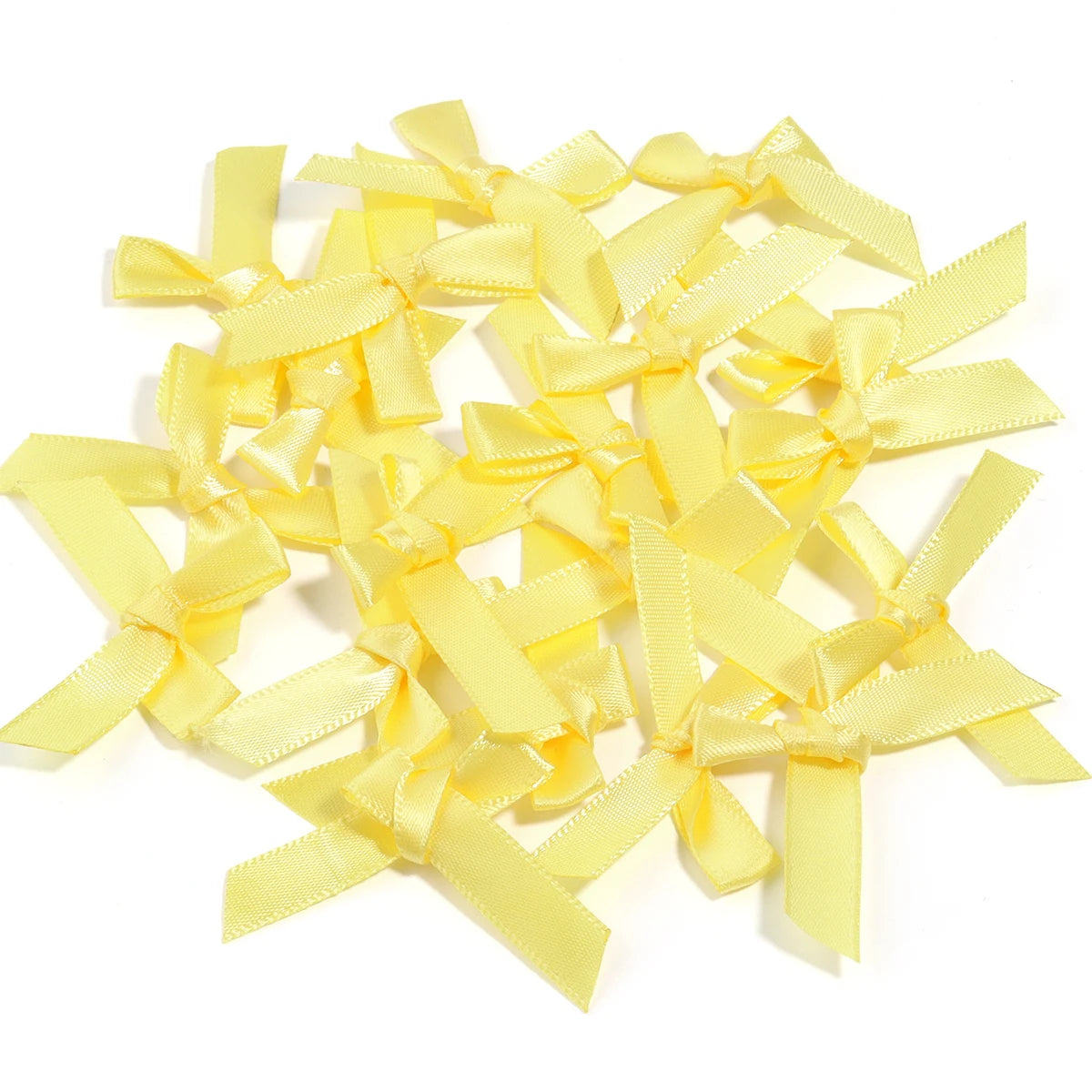 50pcs Satin Ribbon Bows 3.5x4cm – Multicolor DIY Decoration Ribbon Bows PLUSH Yellow 3.5x4cm