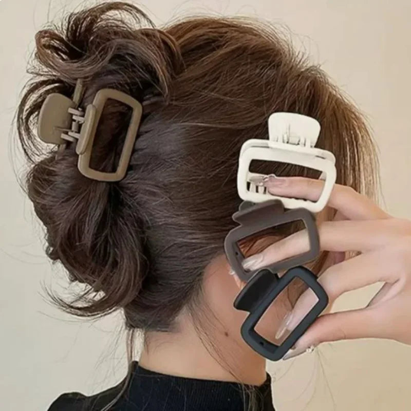 4pcs Square Hair Claw Clips – Lightweight Acetate Women's Set Hair Claw Clips PLUSH 4pcs-Mixed XXS
