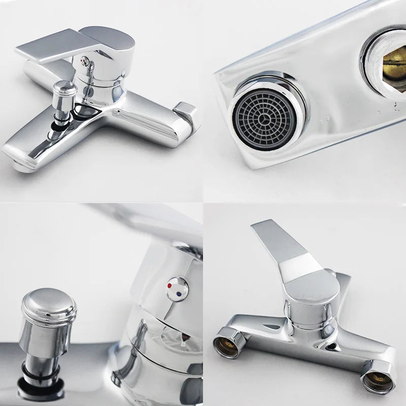 Wall Mounted Waterfall Bathtub Faucet Chrome Brass Single Handle Bathtub Faucet PLUSH