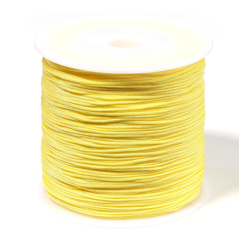 90m Multicolor Nylon Braiding Cord 0.8mm | Chinese Knot Thread Jewelry Braiding Cord PLUSH yellow