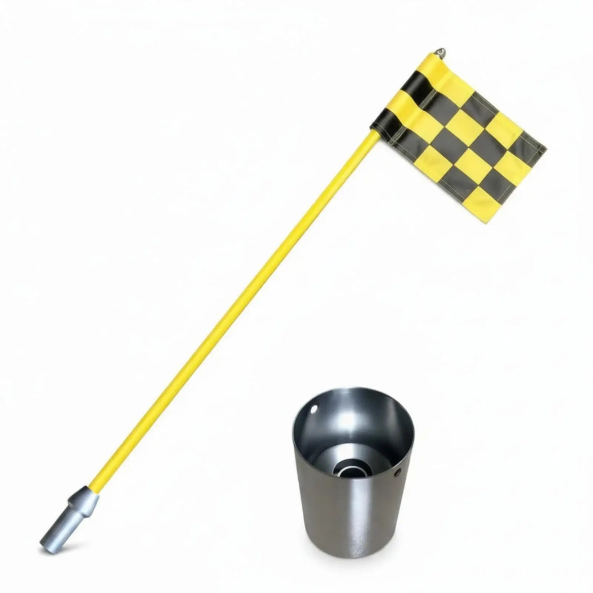 Golf Flag Pole with Stainless Steel Cup – Yard Practice Set Golf Practice Set PLUSH YlwblkPlaid85CM