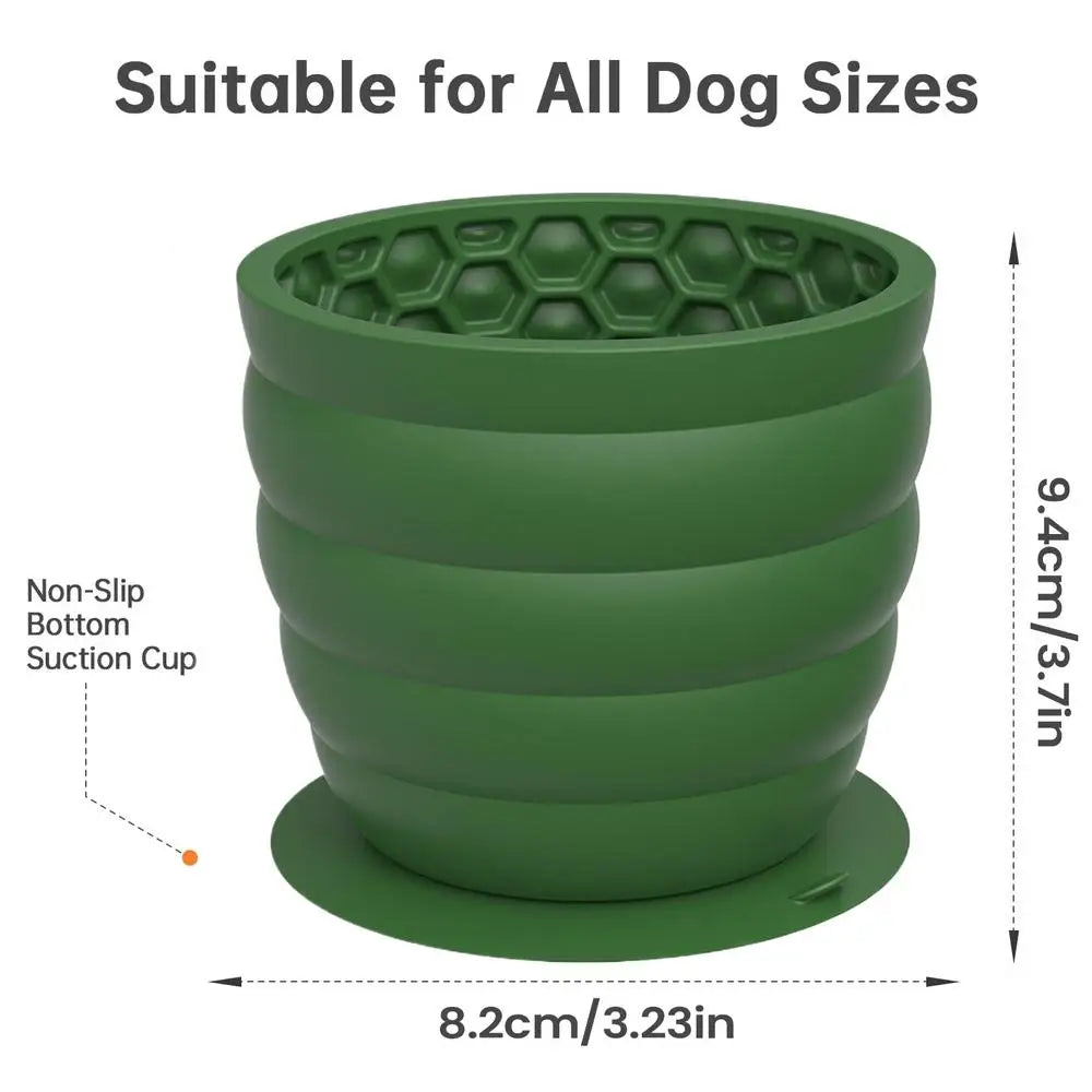 Silicone Slow Feeder Dog & Cat Bowl – Anti-Slip 500ml Slow Feeder Bowl PLUSH Green