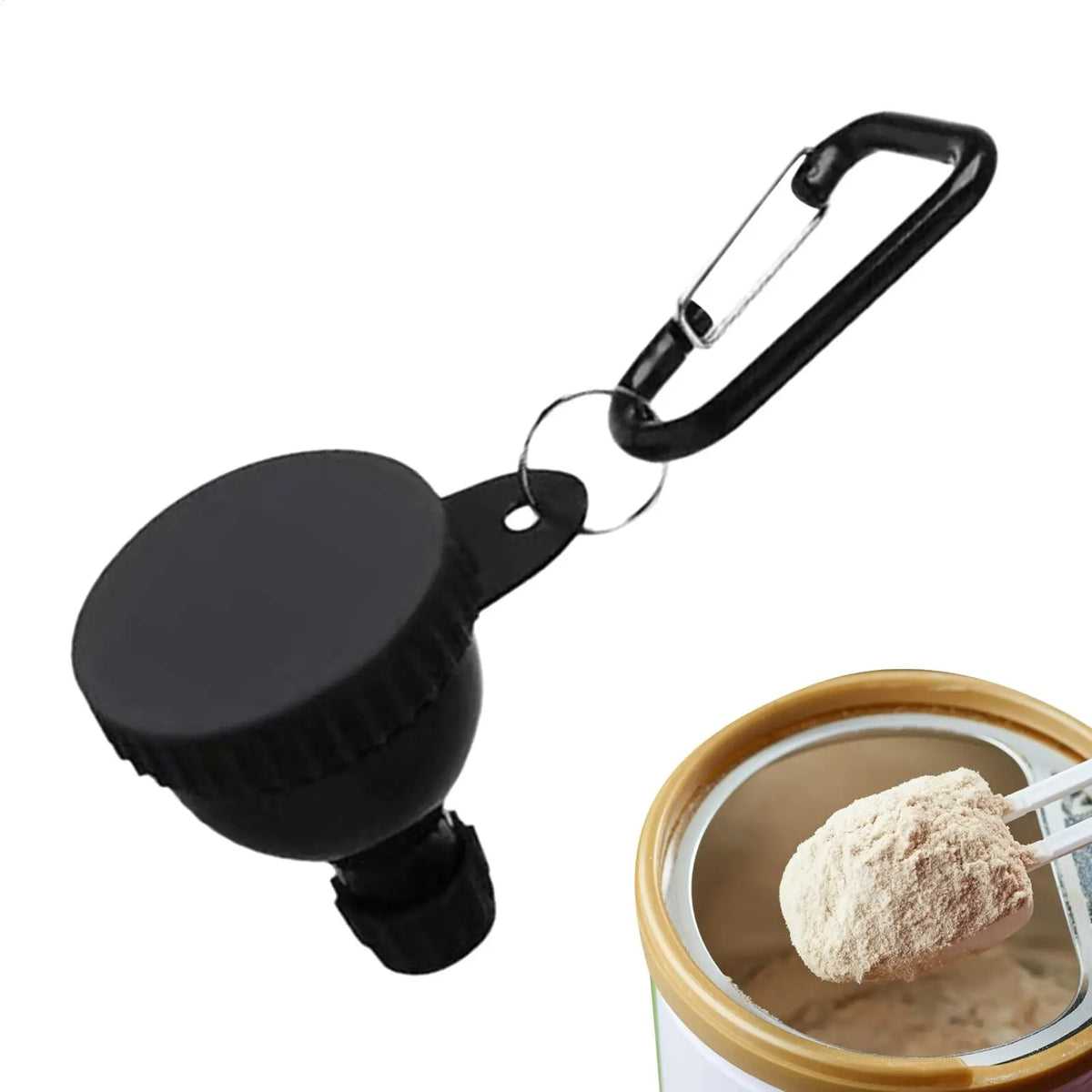 Portable Protein Powder Container with Keychain Funnel – 50ml Supplement Travel Container PLUSH
