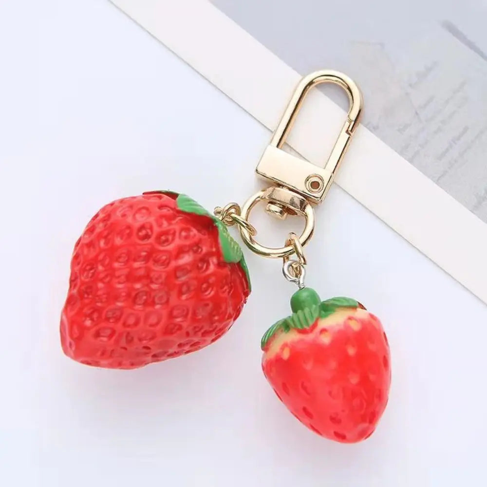 Strawberry Heart Keychain – Cute Red Fruit Key Charm & Bag Pendant Fashion Keychain PLUSH E
