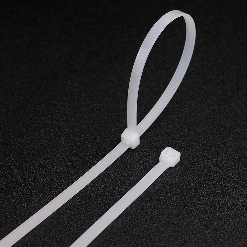 100–500pcs Self-Locking Nylon Cable Zip Ties – White Cable Zip Ties PLUSH