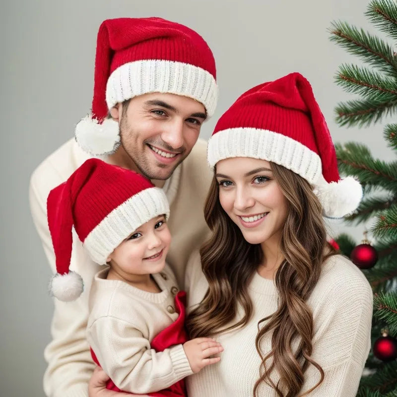 Adults & Kids Christmas Knitted Hat – Festive Xmas Party Prop Christmas Knitted Hat PLUSH