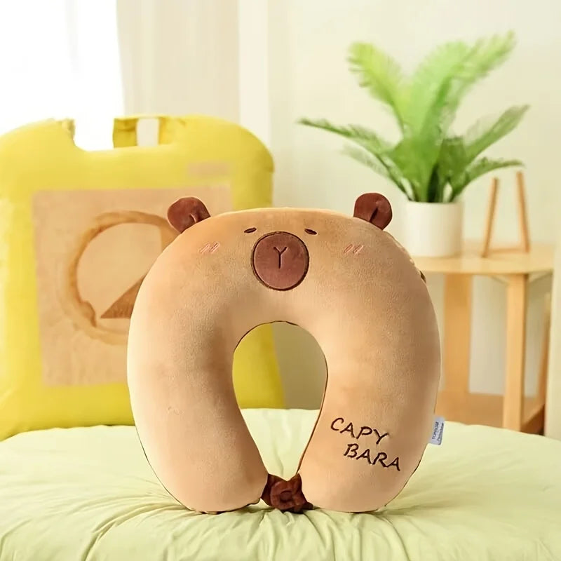 Capybara U-Shaped Neck Pillow – Travel, Office & Car Nap Travel Neck Pillow PLUSH