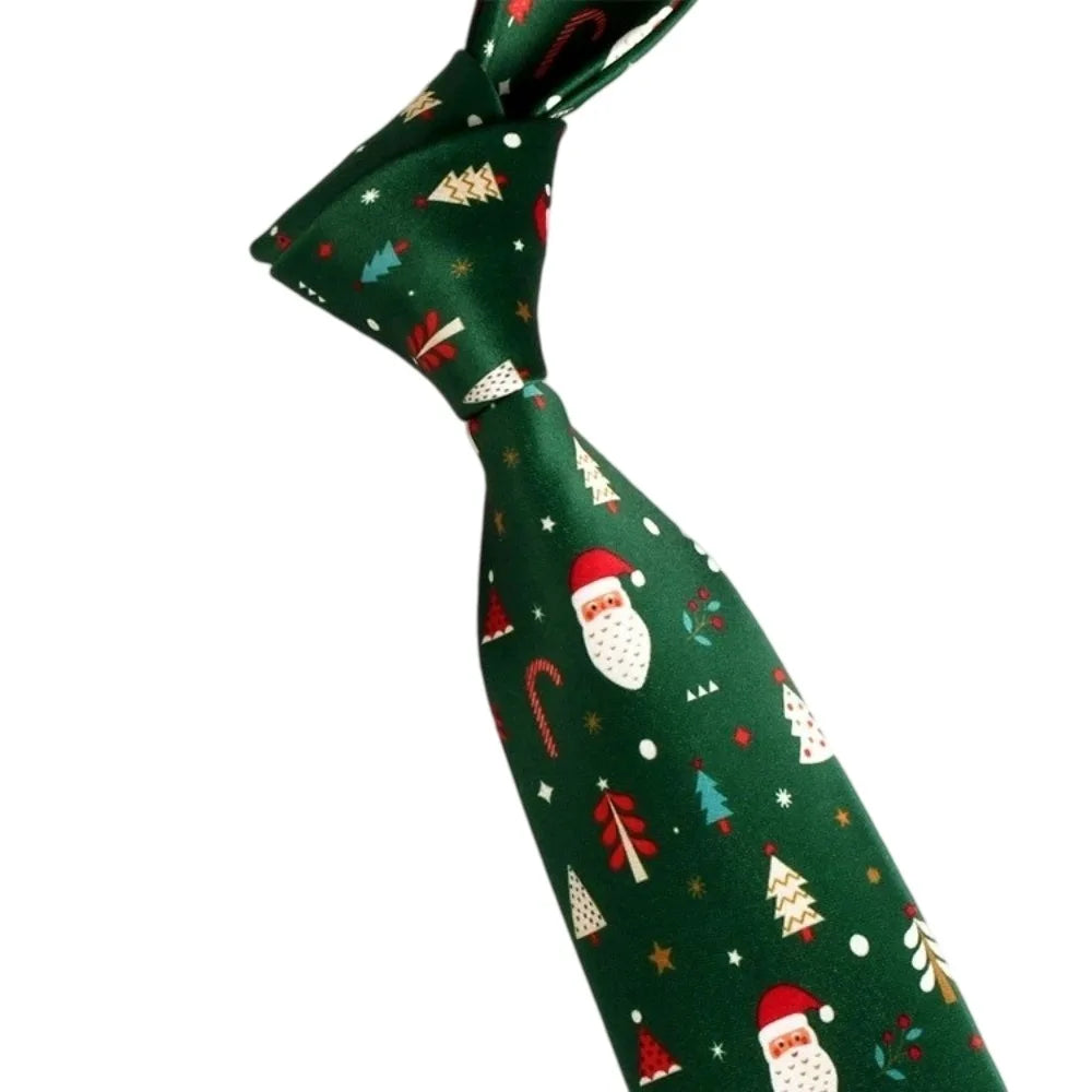 Men's Adjustable Christmas Necktie – Santa & Reindeer Tie Holiday Necktie PLUSH Style 5