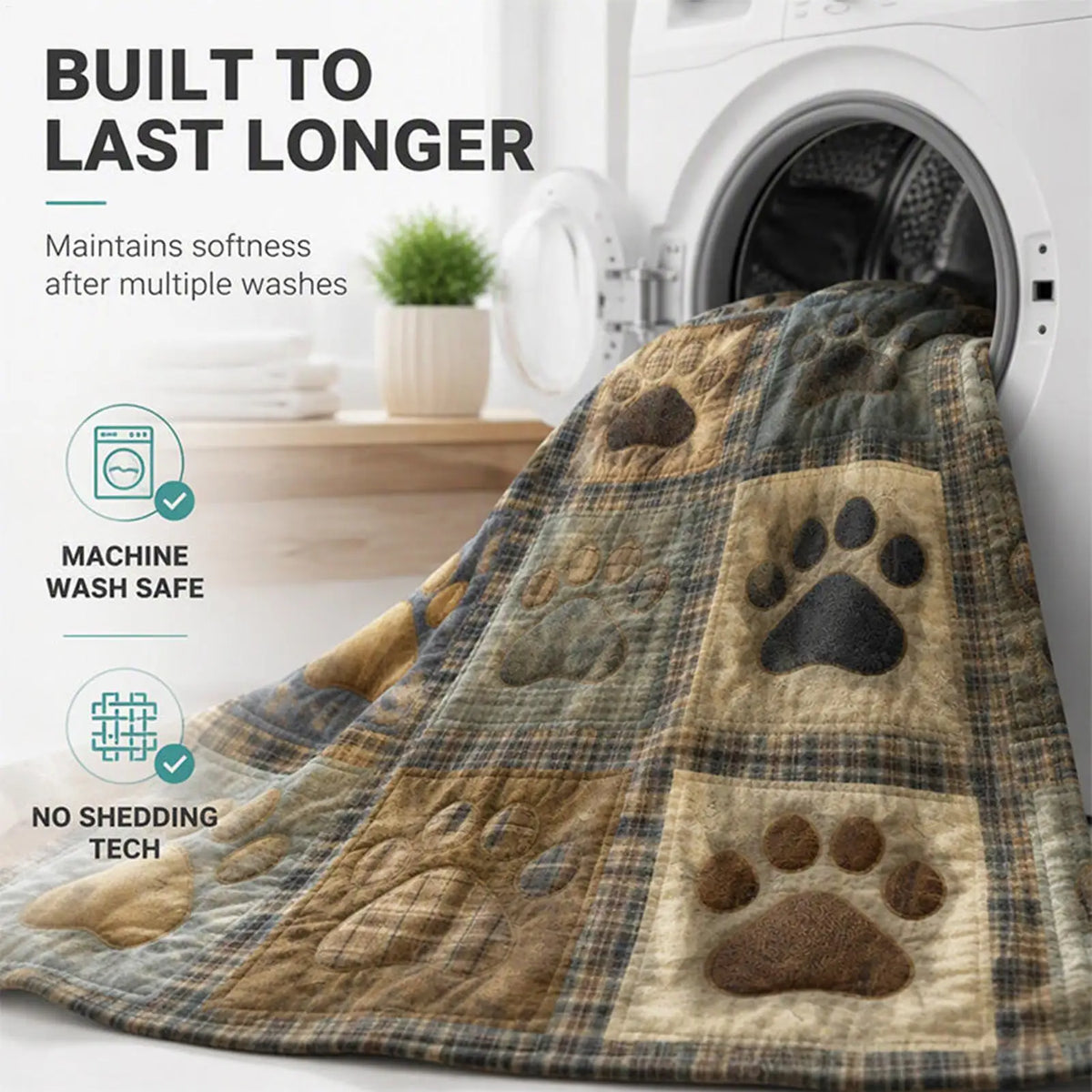 Flannel Paw Print Throw Blanket – Soft Multicolor Home Decor Flannel Throw Blanket PLUSH