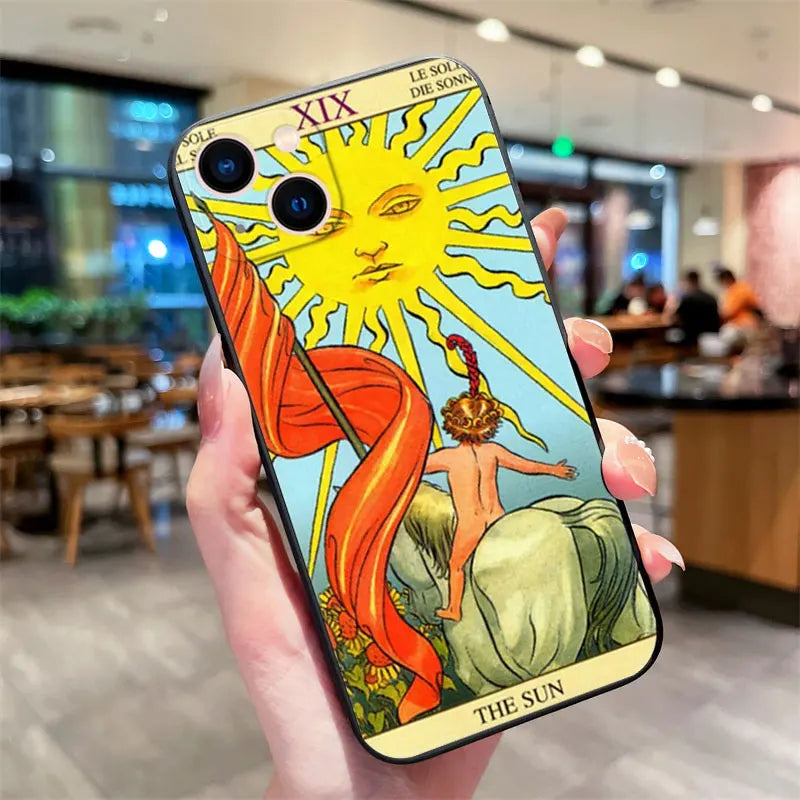 Moon Star Sun Tarot iPhone Case – Shockproof Silicone Cover iPhone Silicone Case PLUSH style 5 For iPhone 15 Plus