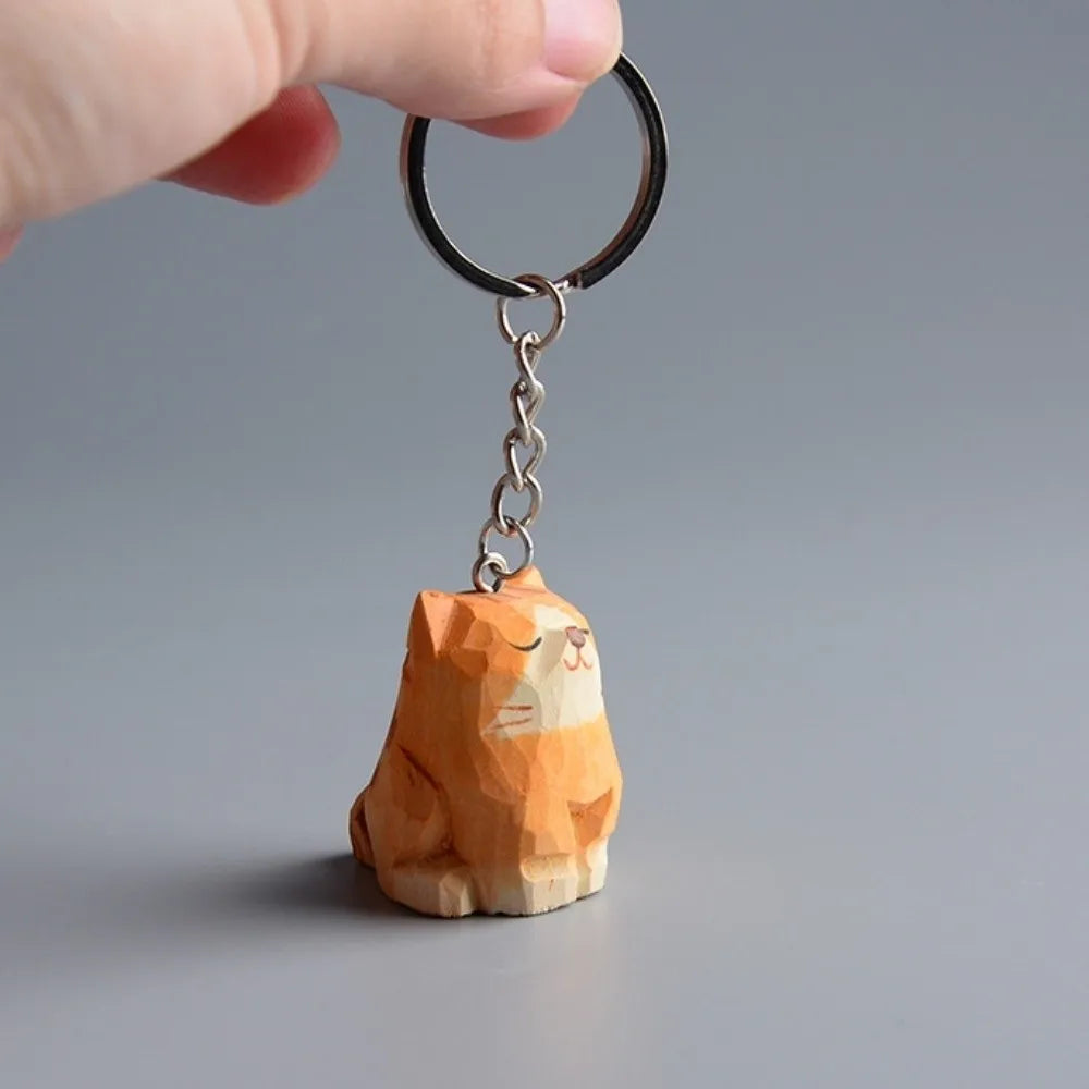 Handmade Wooden Cat Keychain – Kawaii Ragdoll & Siamese Pendant Wooden Cat Keychain PLUSH