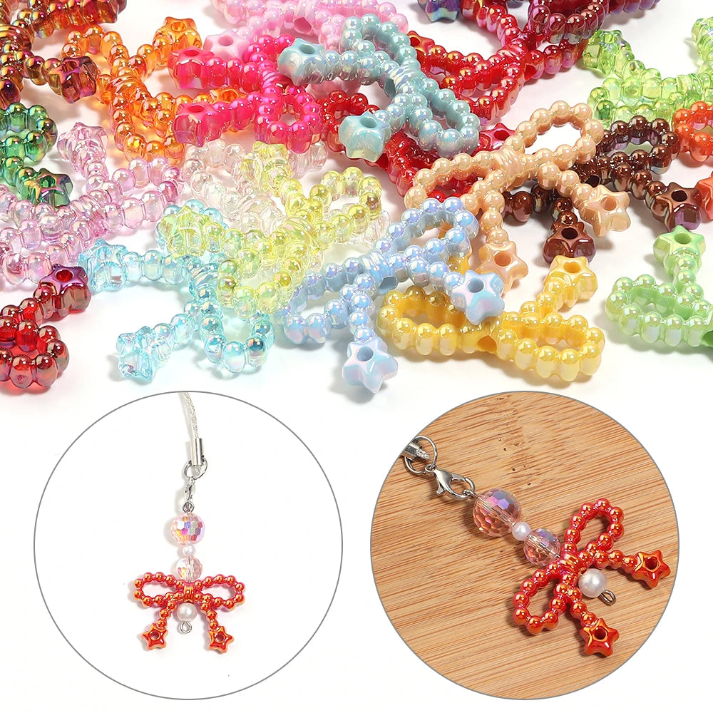 10pcs Bowknot Acrylic Spacer Beads – Bow Charms for DIY Jewelry Acrylic Spacer Beads PLUSH