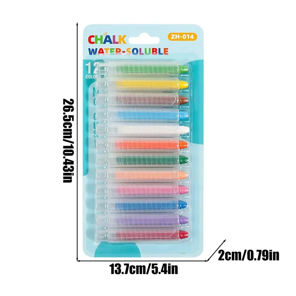 12-Color Dustless Chalk Set – Washable Erasable Kids Chalk Dustless Chalk Set PLUSH B 12Pcs