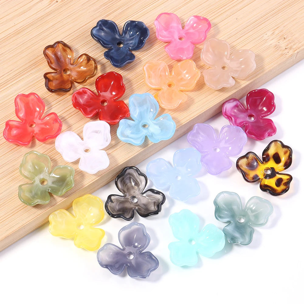 10pcs Two-Tone Flower Acrylic Bead Caps 22mm – DIY Jewelry Acrylic Bead Caps PLUSH