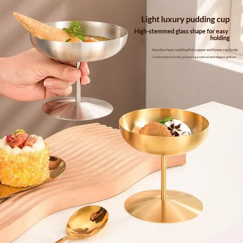 Stainless Steel Dessert Cup – Shatterproof Glossy Stemware Dessert Stemware Cup PLUSH