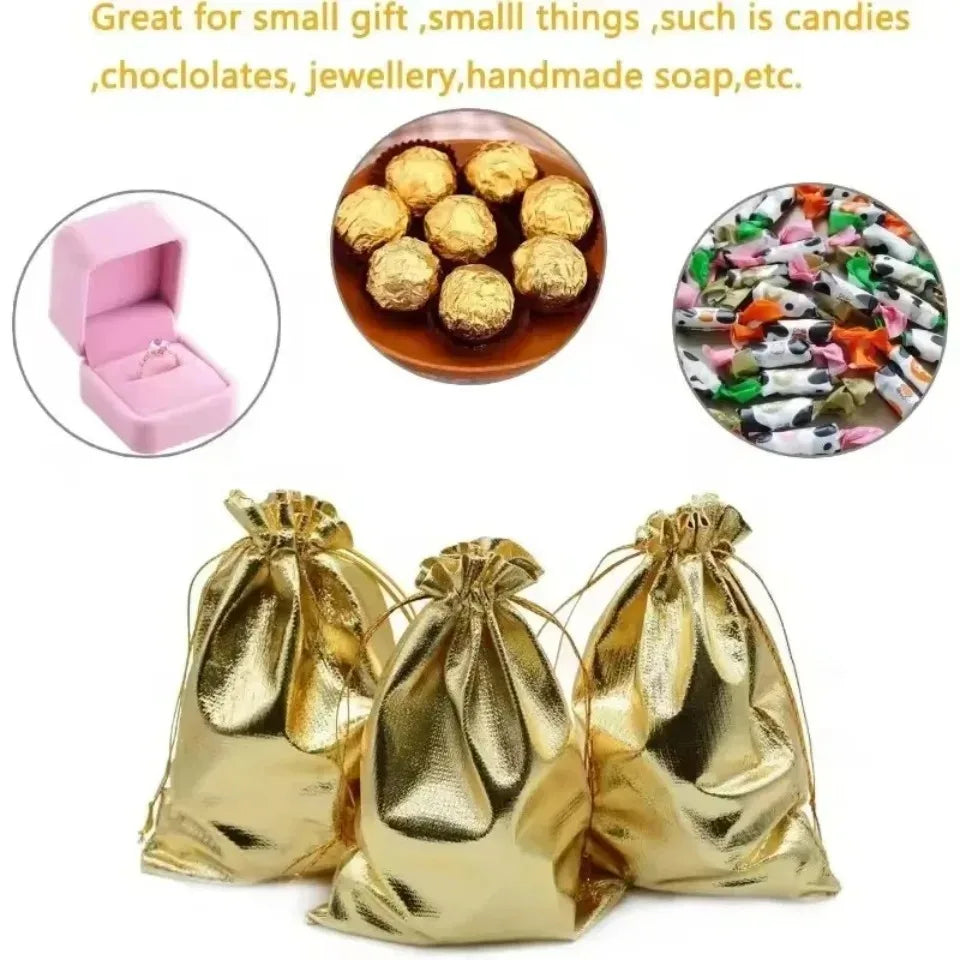 Gold & Silver Fabric Drawstring Gift Bags 10/20/50pcs Fabric Gift Bags PLUSH