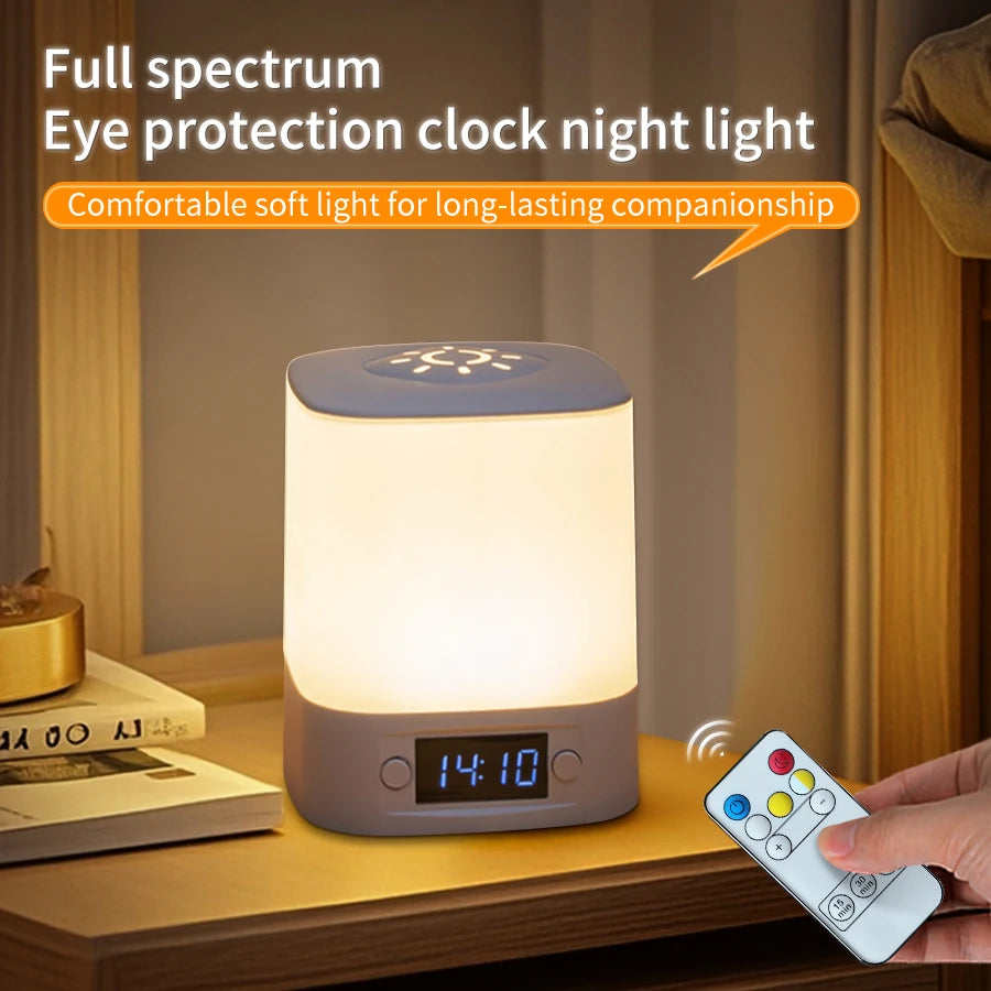 LED Night Light with Clock & Remote Control – Rechargeable LED Night Light PLUSH