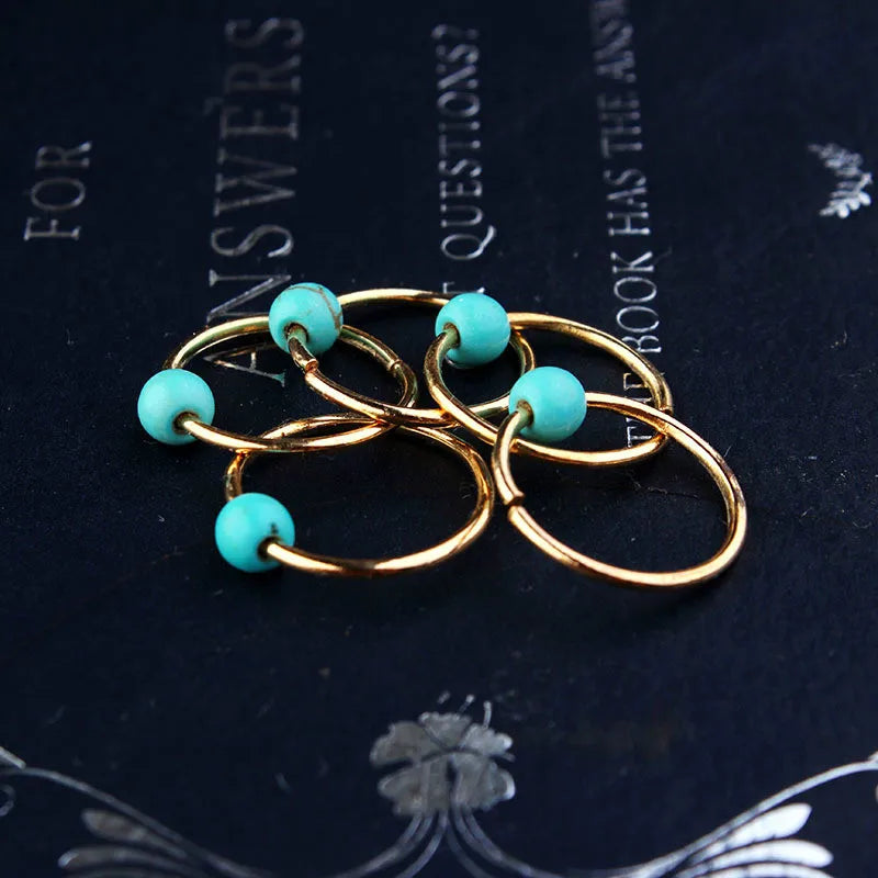 5-Piece Colorful Dreadlock Beads – Wooden Hair Rings & Cuffs