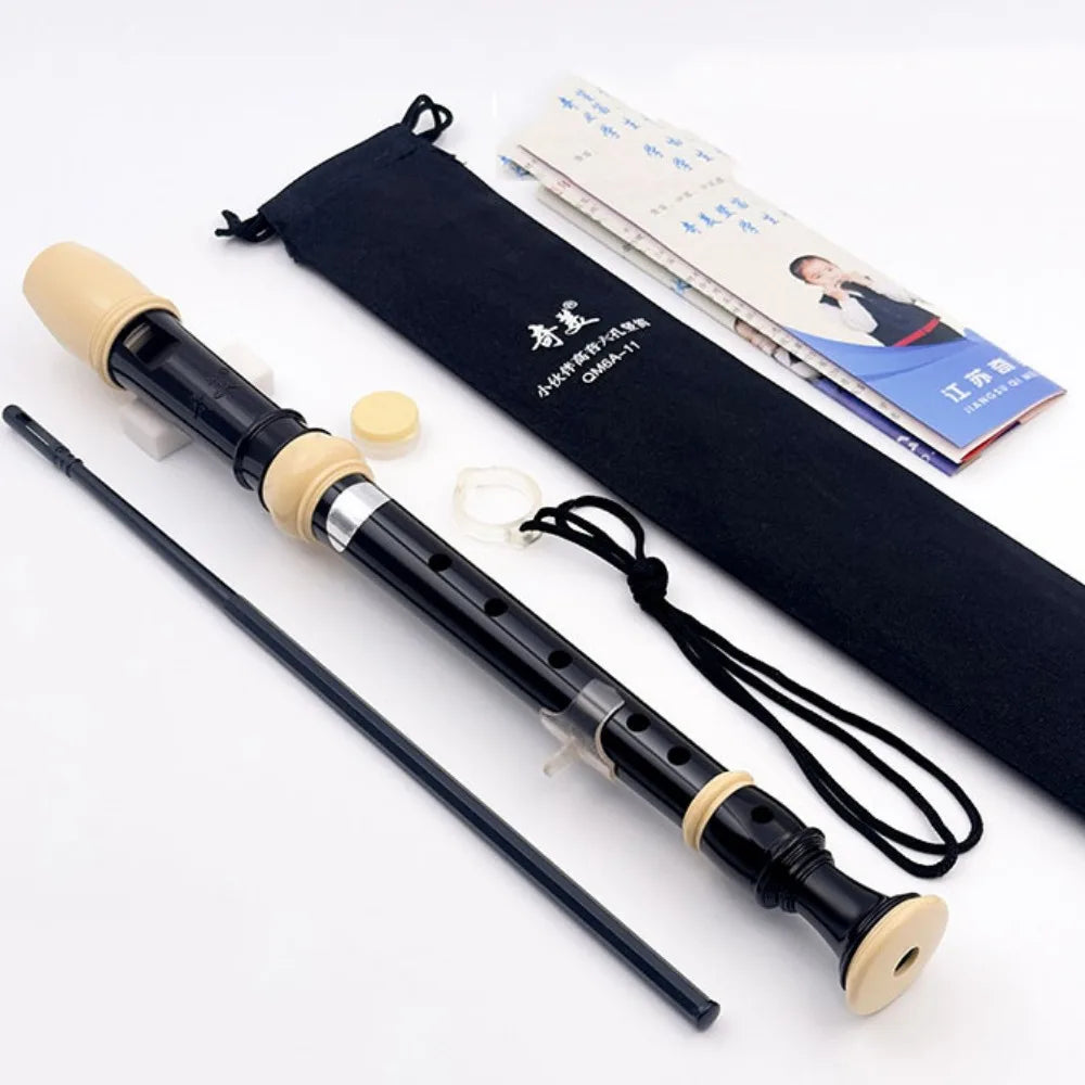 Soprano Recorder – Food Grade ABS Baroque 8-Hole Vertical Flute Soprano Recorder PLUSH 6hole Black