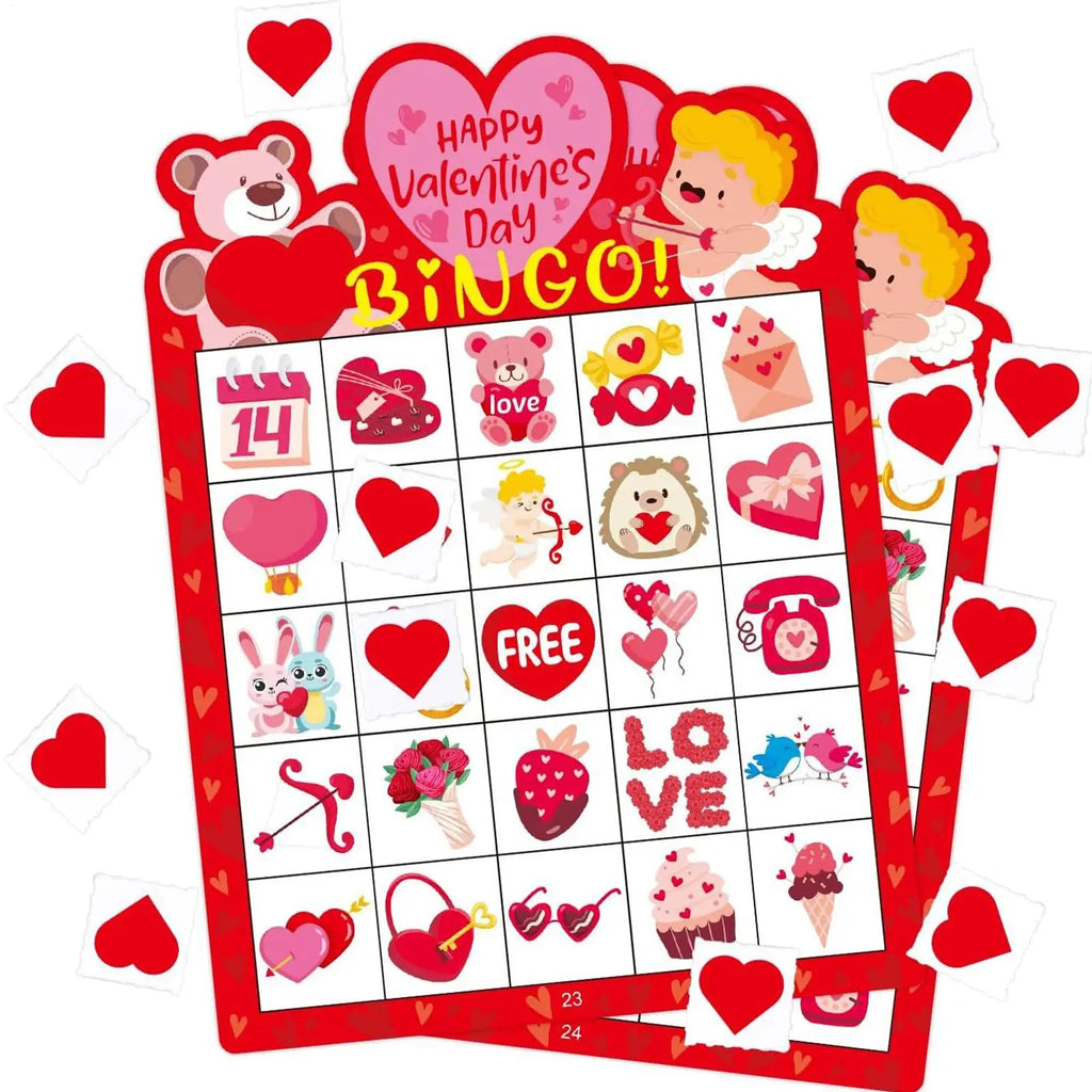 Valentine's Day Bingo Game 38pcs – Fun Set for 24 Players Holiday Card Game PLUSH