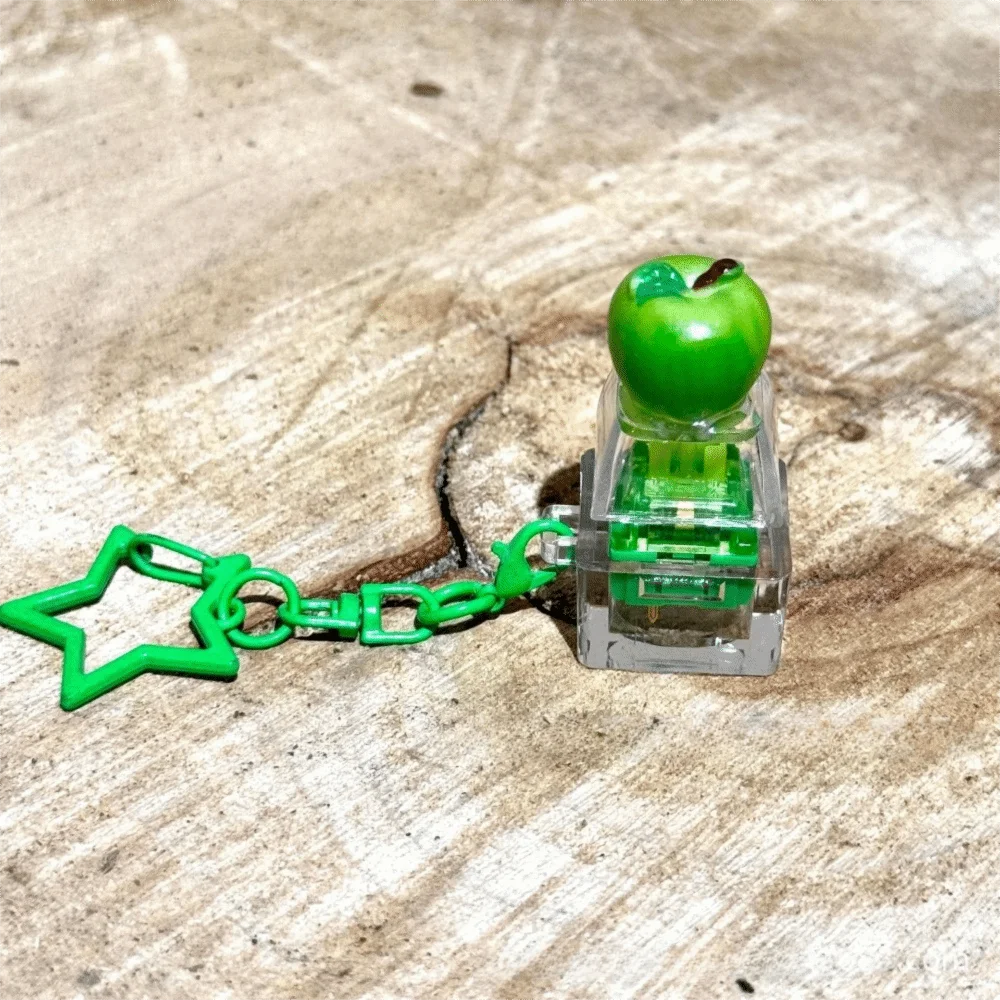 Fruit Fidget Keycap Keychain | Soft Glow Silent Press Fidget Keychain PLUSH Green aple With lights