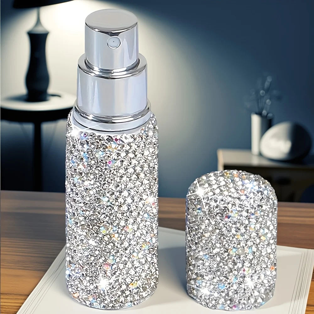 Bling Rhinestone 10ml Refillable Perfume Atomizer Spray Bottle Perfume Atomizer PLUSH White