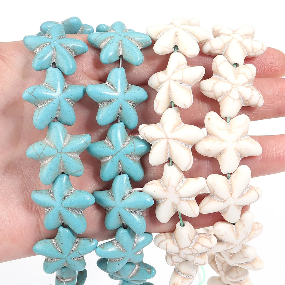 Starfish Turquoise Stone Beads 1 Strand – DIY Jewelry Making Stone Spacer Beads PLUSH