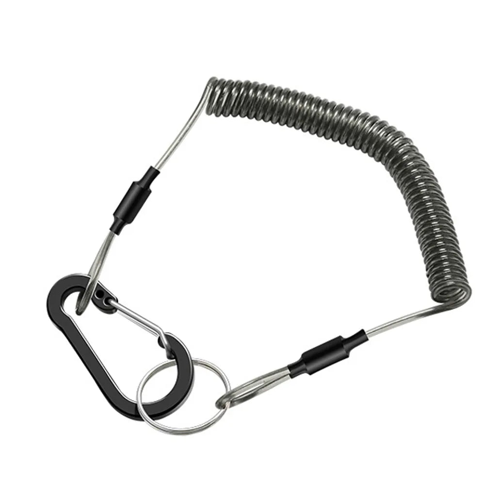 Elastic Coiled Fishing Lanyard – Anti-Loss Retention Rope Fishing Lanyard PLUSH 1.2m-2mm black