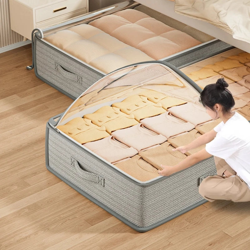 Under Bed Storage Box – Flat Drawer Quilt & Clothes Organizer Under Bed Organizer PLUSH