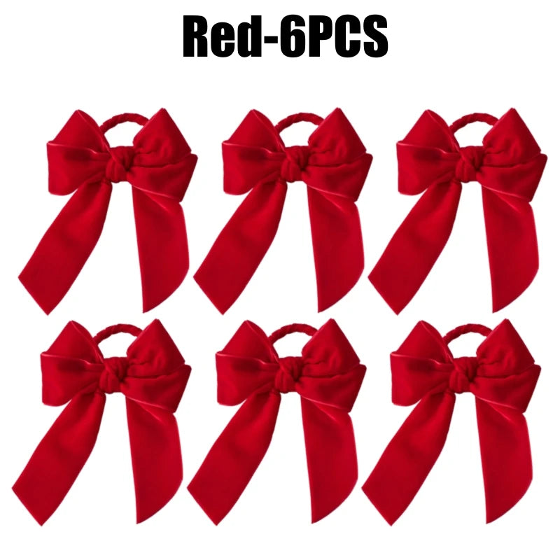 Velvet Bow Tie Napkin Rings – Wedding & Holiday Table Decor Napkin Rings PLUSH Red-6PCS