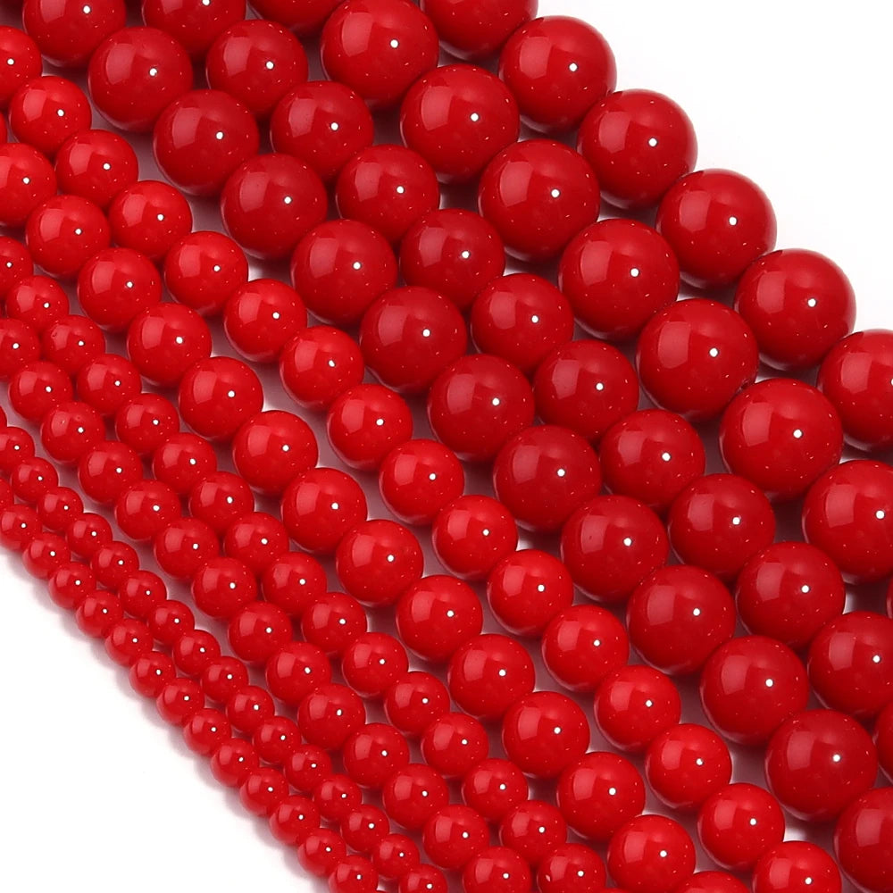 Red Coral Stone Round Spacer Beads 4–12mm | DIY Jewelry Stone Spacer Beads PLUSH