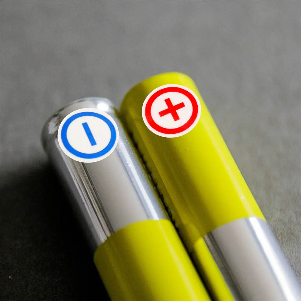 PVC Battery Polarity Stickers Red Blue 12mm – 4 Sheets 240pcs Electrical Label Stickers PLUSH